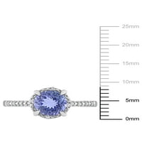1- Carat T.G.W. Tanzanit i dijamantni naglasak 10kt zaručnički prsten od bijelog zlata