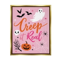 Puzanje pravog ružičastog fraza Halloween Fraza Odmor Grafička umjetnost Metalno zlato uokvireno umjetničko print