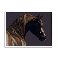 Tamni konj portret životinja životinje i insekti slikanje u bijelom okviru umjetnički tisak zidna umjetnost