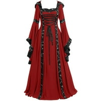 Večernje haljine za žene, ženska Vintage srednjovjekovna renesansna gotička svemirska haljina do poda s ramena,