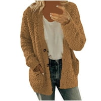 Kaputi od A-liste s prodajom ispod 10 USD. Plus size ženski ležerni plišani džemperi plus size s džepovima gornja