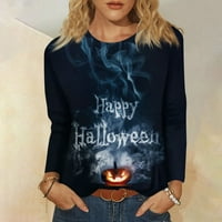Rasprodaja majica za žene Ženska Moda Za Noć vještica ležerni pulover s dugim rukavima s printom bluza s okruglim