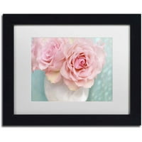Zaštitni znak likovna umjetnost 'Pink Rose Bouquet' platno Umjetnost Cora Niele, bijela mat, crni okvir