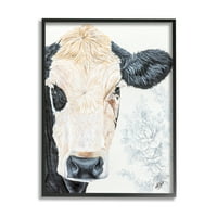 Stupell cvjetna krava seoska seoska portreta životinje i insekti slikaju crno uokvireni umjetnički print zidni