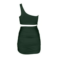 Ženske haljine bez rukava solidna ležerna mini ljeta One rame haljina zelena xl
