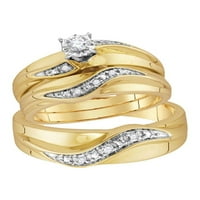 Jewels 10kt žuto zlato njegov njezin okrugli dijamantski pasijans koji odgovara mladenkinom vjenčanom bendu set