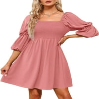 Ženska haljina s cvjetnim printom, ljetna ležerna labava lepršava haljina za plažu u ružičastoj boji