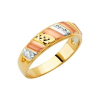 14k prsten od žutog, bijelog i ružičastog zlata s muškim kubičnim cirkonijem 5 vjenčani prsten za obljetnicu 9,5
