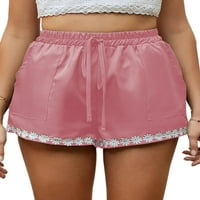 Donje / ženske široke mini hlače s cvjetnom čipkom, ženske široke kratke hlače za plažu s džepovima i elastičnim