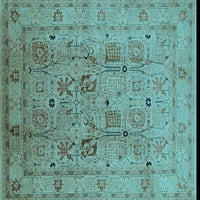 Tradicionalni tepisi u orijentalnom stilu u svijetloplavoj boji, kvadratni 5 stopa