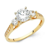 Jewels by lu 14k žuto zlato okrugli kubični cirkonia cz zaručnički prsten Veličina 6.5