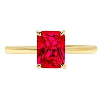 Vjenčani prsten za godišnjicu od 14 karata u žutom zlatu s imitacijom crvenog rubina sjajnog reza od 1,75 karata,