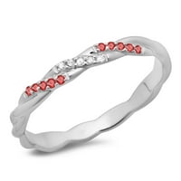 Kolekcija DazzlingRock 14K okrugli rubin i bijeli dijamantni dame vrtloge za vjenčanu bendu, bijelo zlato, veličina