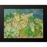 Van Gogh, Vincent Black Modern Framed Museum Art Print pod naslovom - Blossoming Chestnut Branch