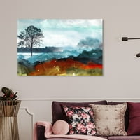 Wynwood Studio priroda i pejzažni zidni umjetnički platno tisak 'Pejzažno jutarnje drvo' Šumski pejzaži - Plava,