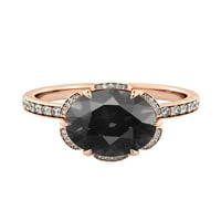 2. Crni dijamantni prsten od ružičastog zlata od 14 karata s dijamantima