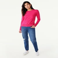Besplatni pulover za žensku posadu s dugim rukavima, srednje težine, veličina XS-XXL