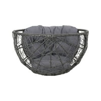 Stolica od ratana u obliku suze s jastukom, siva i tamno siva