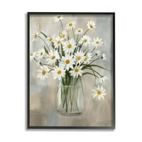 Stupell Industries Daisy Bloom Bouquet Cvjetovi Cvjetovi Sažetak uzorka slike Crna uokvirena umjetnička print
