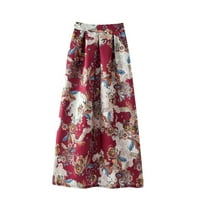 Hanas modne čarape Ženska maxi suknja boho ljetna suknja naborana retro dugačka suknja midi suknja vino s