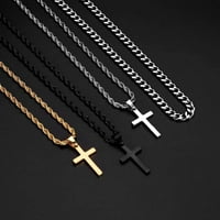 Slojevita križna ogrlica za muškarce 18K zlatno srebrno crni čelik križ slojeviti lanac konopa križa za muškarce