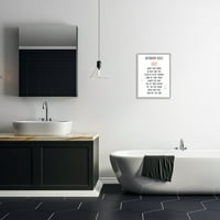 Popis pravila za kupaonicu _ mjehurići od sapunice Tipografija slikanje u sivom okviru umjetnički tisak na zidovima