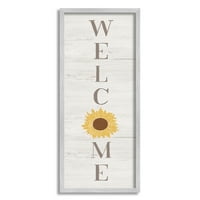 Rustikalni vertikalni znak dobrodošlice u stilu zrna suncokreta, grafika u sivom okviru, zidni tisak, dizajn Natalie