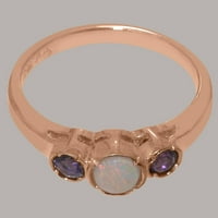 Britanci su napravili 18K ružičasto zlato prirodni Opal & ametist ženski obljetnički prsten - Opcije veličine