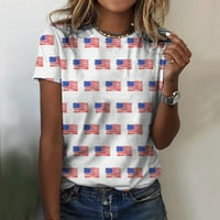 Dan neovisnosti tiskane dnevne ljetne majice Žene O-Neck Tops American 4. srpnja Košulje za vježbanje kratkih