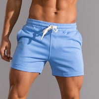 Muške jednobojne pamučne hlače s tri točke u donjem dijelu, sportske elastične kratke hlače Na vezanje srednjeg