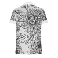 Ženske ljetne čipke vrhove kratkih rukava V vrat bluze kukičane cvjetne cvjetne print odjevene košulje labave
