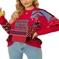 Proljetni ženski Božićni pleteni džemper s dugim rukavima žakard krzneni pulover retro džemperi vrhovi jesensko