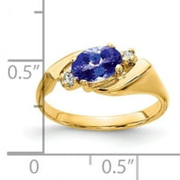 Prsten od žutog zlata od 7 karata s ovalnim tanzanitom i AA dijamantom