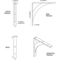 Ekena Millwork 2 W 16 d 16 h nasljedni čelični nosač, čekić bijeli