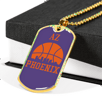 Phoeni košarkaški grad City Dog Tag od nehrđajućeg čelika ili 18K zlata W lanac