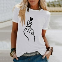 Geste ljubavi rukama grafičke majice za žene Plus veličine Ženska odjeća za Valentinovo ležerni vrhovi kratkih