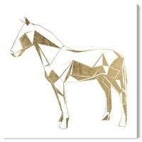 Wynwood Studio životinje zidne umjetničke platnene otiske 'equus geometrica Gold Metallic' Form Animals - Zlato,