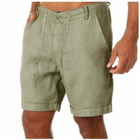 Posteljine hlače džepovi hlače Muške gumbe za vezanje pamučnog struka moda povremene kratke muške hlače platnene