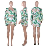+ Ženski cvjetni Bikini Set Crop topovi bez rukava + bokserice visokog struka + kardigan jakna odjeća za plažu
