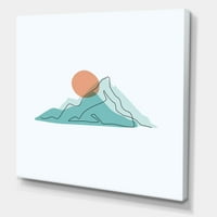 Dizajnerska umjetnost apstraktne Plave planine s crvenim Mjesecom moderni zidni tisak na platnu