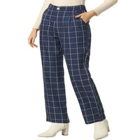 Jedinstveni prijedlozi ženske božićne karirane hlače s džepovima Ležerne hlače s ravnim nogavicama