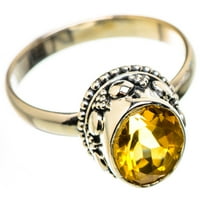 Veličina prstena s fasetiranim citrinom-ručno izrađeni Vintage boho prsten za nakit 130928