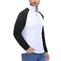 Pulover za muškarce, majica u boji blokirana majica dugih rukava s ovratnikom, ležerna sportska majica s donjim