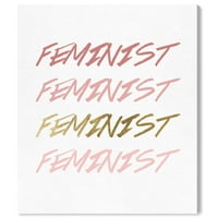 Tipografija i citati feminističko zlato zidni umjetnički otisci na platnu, citati i izreke žena-Ružičasta, bijela