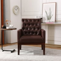 Kožna naglasak stolica, tapecirani salon s jednim kaučem s drvenim nogama, udobnim gumbnim salonom stolica moderna