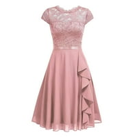 Maksi haljine za žene ljetna haljina Rasprodaja Vintage cvjetna čipkasta Šifonska haljina kratkih rukava s okruglim