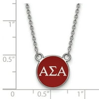 Sterling S. Rh-Plated Logoart Alpha Sigma Alpha SM enl pend s ogrlicom; ; za odrasle i tinejdžere; za žene i muškarce