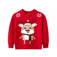 Božićni džemper za dječake i djevojčice dugih rukava s printom slova losa pleteni pulover jesen-zima od 2 godine