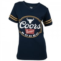 866727-mala ženska nogometna majica s logotipom, plava sa zlatom - mala
