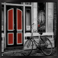 Gradski bicikl u crno-bijeloj boji, odabrani Crveni zidni poster, uokviren 14.725 22.375
